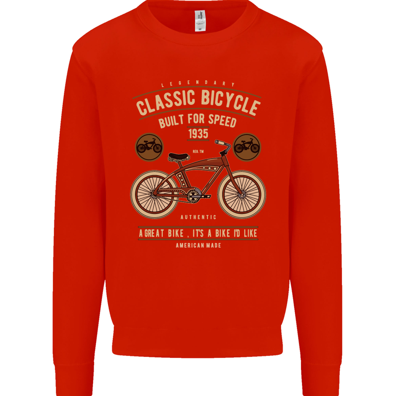 Bike Built for Speed Cycling Bicycle Mens Sweatshirt Jumper Bright Red