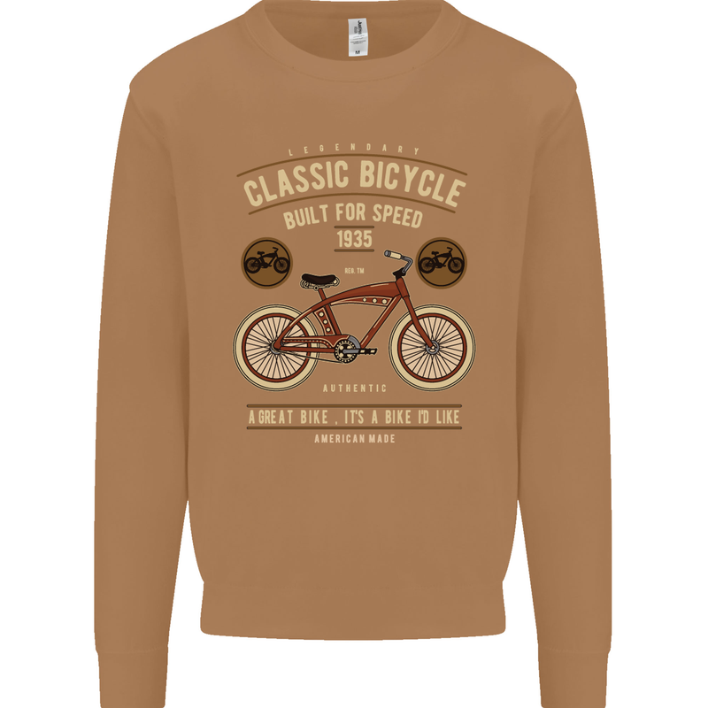Bike Built for Speed Cycling Bicycle Mens Sweatshirt Jumper Caramel Latte