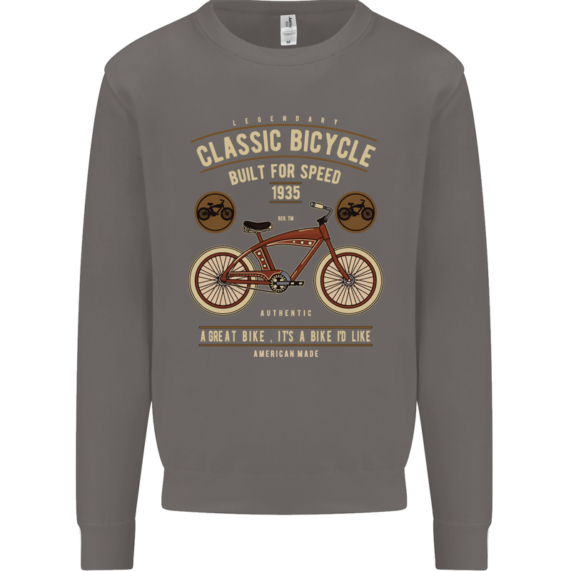 Bike Built for Speed Cycling Bicycle Mens Sweatshirt Jumper Charcoal