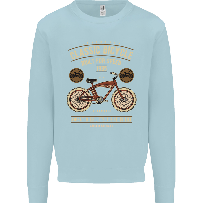 Bike Built for Speed Cycling Bicycle Mens Sweatshirt Jumper Light Blue