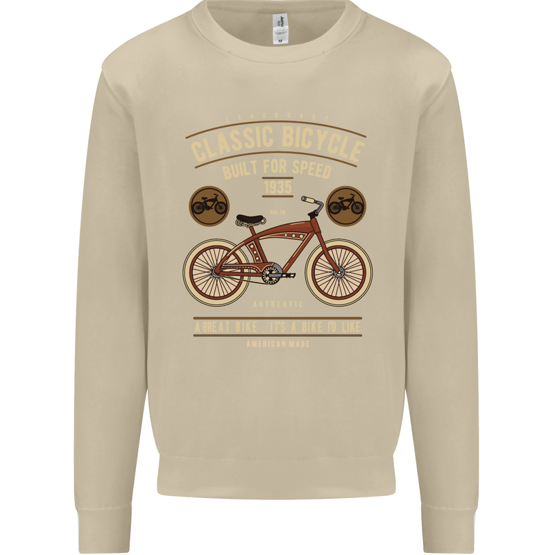 Bike Built for Speed Cycling Bicycle Mens Sweatshirt Jumper Sand