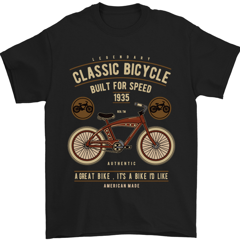 Bike Built for Speed Cycling Bicycle Mens T-Shirt Cotton Gildan Black