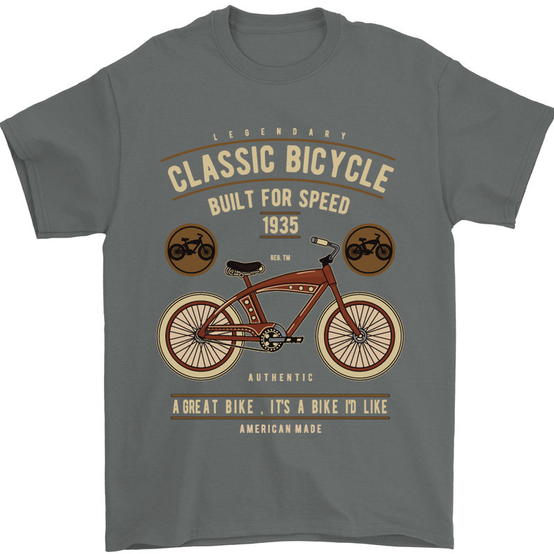 Bike Built for Speed Cycling Bicycle Mens T-Shirt Cotton Gildan Charcoal