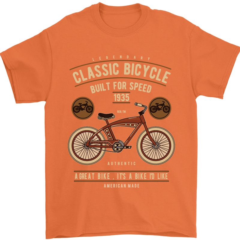 Bike Built for Speed Cycling Bicycle Mens T-Shirt Cotton Gildan Orange