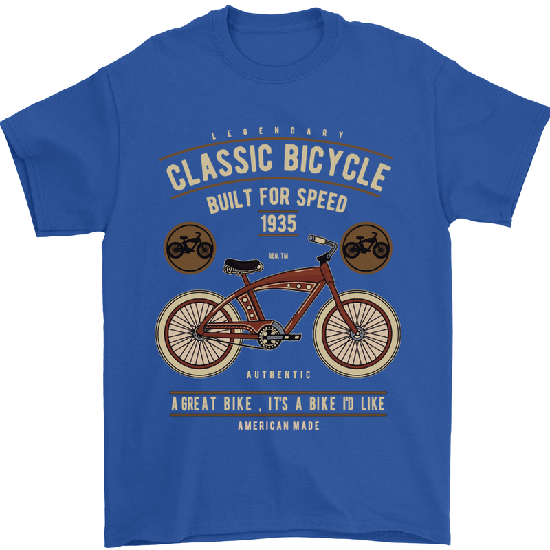 Bike Built for Speed Cycling Bicycle Mens T-Shirt Cotton Gildan Royal Blue