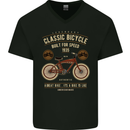 Bike Built for Speed Cycling Bicycle Mens V-Neck Cotton T-Shirt Black
