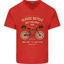 Bike Built for Speed Cycling Bicycle Mens V-Neck Cotton T-Shirt Red