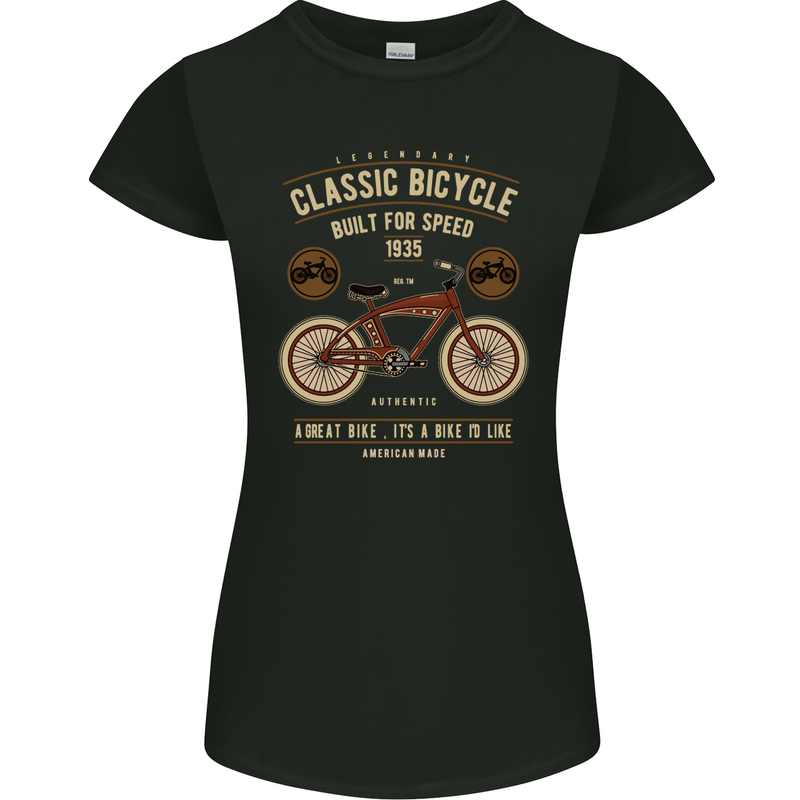 Bike Built for Speed Cycling Bicycle Womens Petite Cut T-Shirt Black