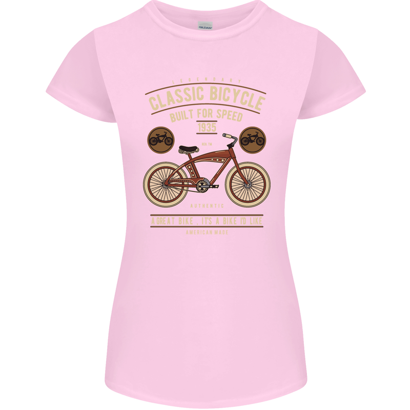 Bike Built for Speed Cycling Bicycle Womens Petite Cut T-Shirt Light Pink