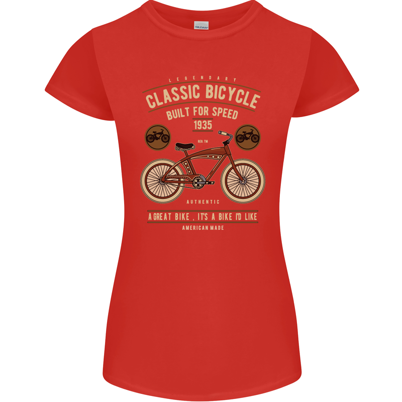 Bike Built for Speed Cycling Bicycle Womens Petite Cut T-Shirt Red