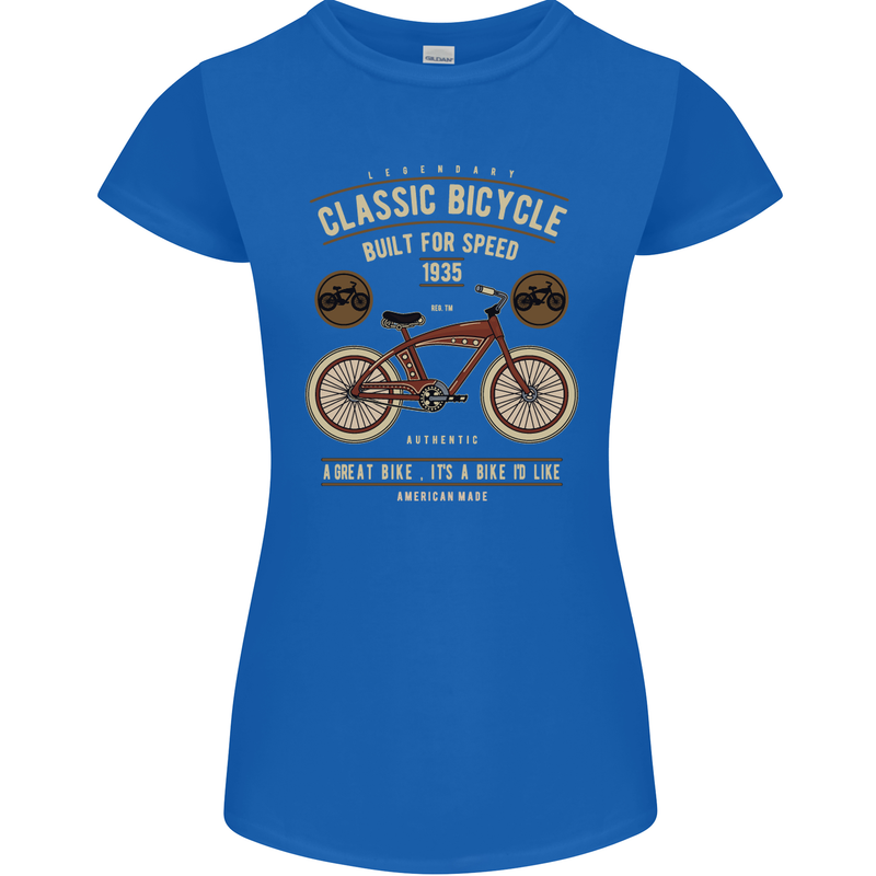 Bike Built for Speed Cycling Bicycle Womens Petite Cut T-Shirt Royal Blue