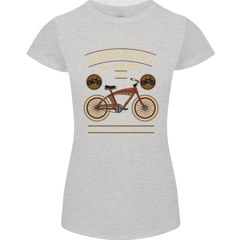 Bike Built for Speed Cycling Bicycle Womens Petite Cut T-Shirt Sports Grey