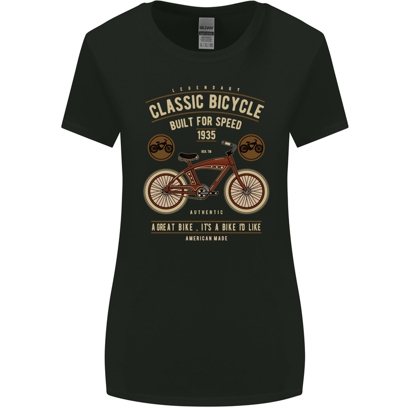 Bike Built for Speed Cycling Bicycle Womens Wider Cut T-Shirt Black