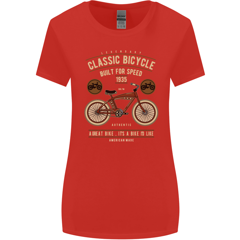 Bike Built for Speed Cycling Bicycle Womens Wider Cut T-Shirt Red