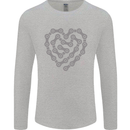 Bike Heart Chain Cycling Biker Motorcycle Mens Long Sleeve T-Shirt Sports Grey