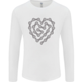 Bike Heart Chain Cycling Biker Motorcycle Mens Long Sleeve T-Shirt White