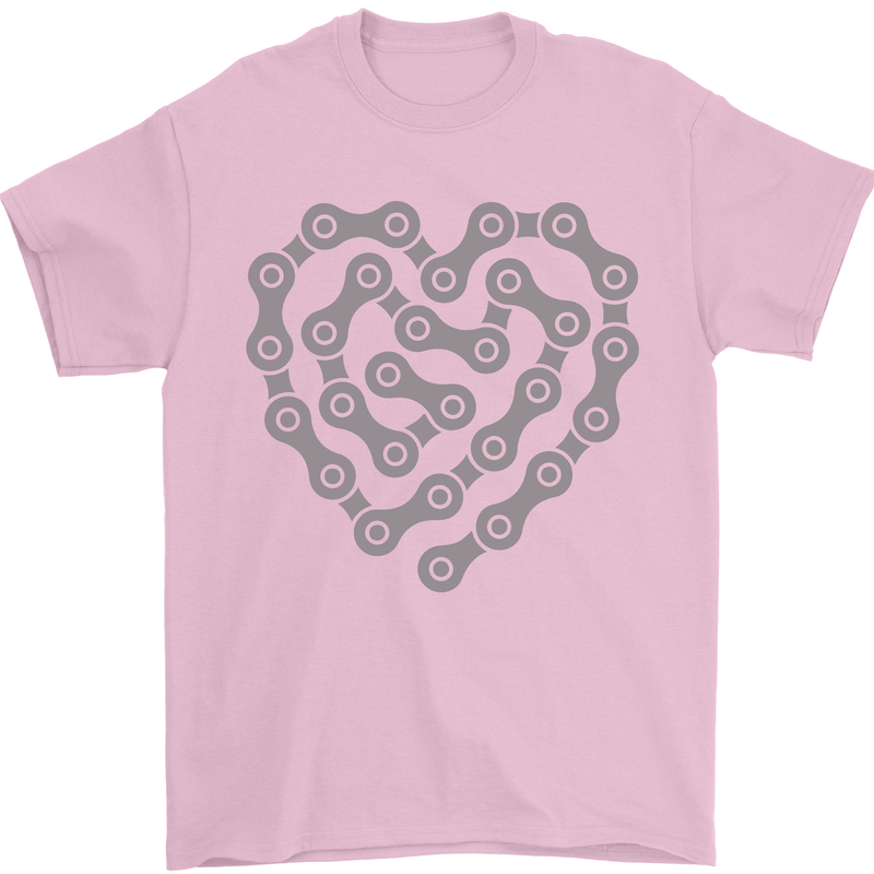 Bike Heart Chain Cycling Biker Motorcycle Mens T-Shirt Cotton Gildan Light Pink