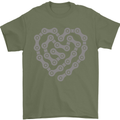 Bike Heart Chain Cycling Biker Motorcycle Mens T-Shirt Cotton Gildan Military Green