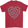 Bike Heart Chain Cycling Biker Motorcycle Mens T-Shirt Cotton Gildan Red