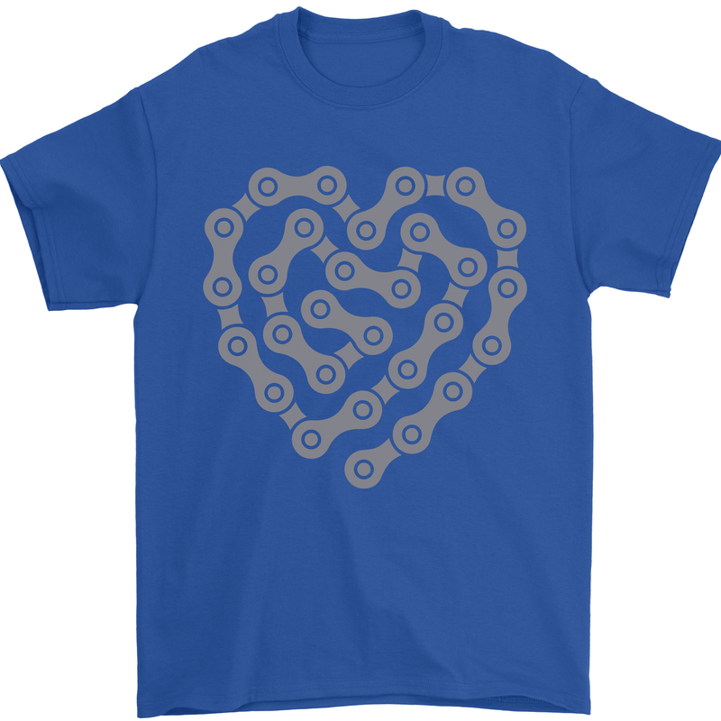 Bike Heart Chain Cycling Biker Motorcycle Mens T-Shirt Cotton Gildan Royal Blue