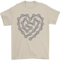 Bike Heart Chain Cycling Biker Motorcycle Mens T-Shirt Cotton Gildan Sand