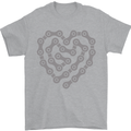 Bike Heart Chain Cycling Biker Motorcycle Mens T-Shirt Cotton Gildan Sports Grey