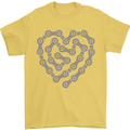 Bike Heart Chain Cycling Biker Motorcycle Mens T-Shirt Cotton Gildan Yellow