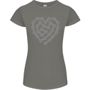Bike Heart Chain Cycling Biker Motorcycle Womens Petite Cut T-Shirt Charcoal