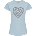 Bike Heart Chain Cycling Biker Motorcycle Womens Petite Cut T-Shirt Light Blue