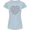 Bike Heart Chain Cycling Biker Motorcycle Womens Petite Cut T-Shirt Light Blue