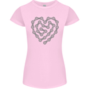 Bike Heart Chain Cycling Biker Motorcycle Womens Petite Cut T-Shirt Light Pink