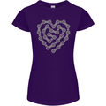 Bike Heart Chain Cycling Biker Motorcycle Womens Petite Cut T-Shirt Purple