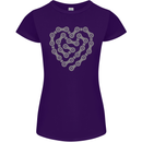 Bike Heart Chain Cycling Biker Motorcycle Womens Petite Cut T-Shirt Purple
