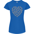 Bike Heart Chain Cycling Biker Motorcycle Womens Petite Cut T-Shirt Royal Blue