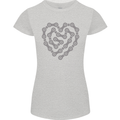 Bike Heart Chain Cycling Biker Motorcycle Womens Petite Cut T-Shirt Sports Grey