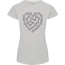 Bike Heart Chain Cycling Biker Motorcycle Womens Petite Cut T-Shirt Sports Grey