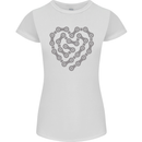 Bike Heart Chain Cycling Biker Motorcycle Womens Petite Cut T-Shirt White