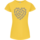 Bike Heart Chain Cycling Biker Motorcycle Womens Petite Cut T-Shirt Yellow