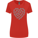 Bike Heart Chain Cycling Biker Motorcycle Womens Wider Cut T-Shirt Red