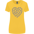 Bike Heart Chain Cycling Biker Motorcycle Womens Wider Cut T-Shirt Yellow
