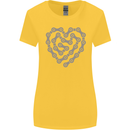 Bike Heart Chain Cycling Biker Motorcycle Womens Wider Cut T-Shirt Yellow
