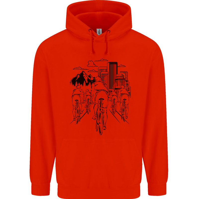 Bike Ride Cycling Cyclist Bicycle Road MTB Childrens Kids Hoodie Bright Red