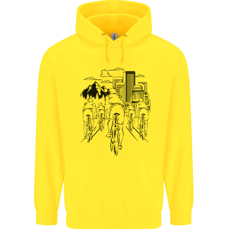 Bike Ride Cycling Cyclist Bicycle Road MTB Childrens Kids Hoodie Yellow