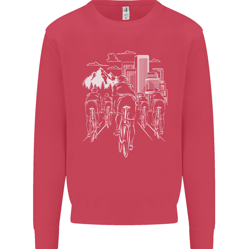 Bike Ride Cycling Cyclist Bicycle Road MTB Kids Sweatshirt Jumper Heliconia
