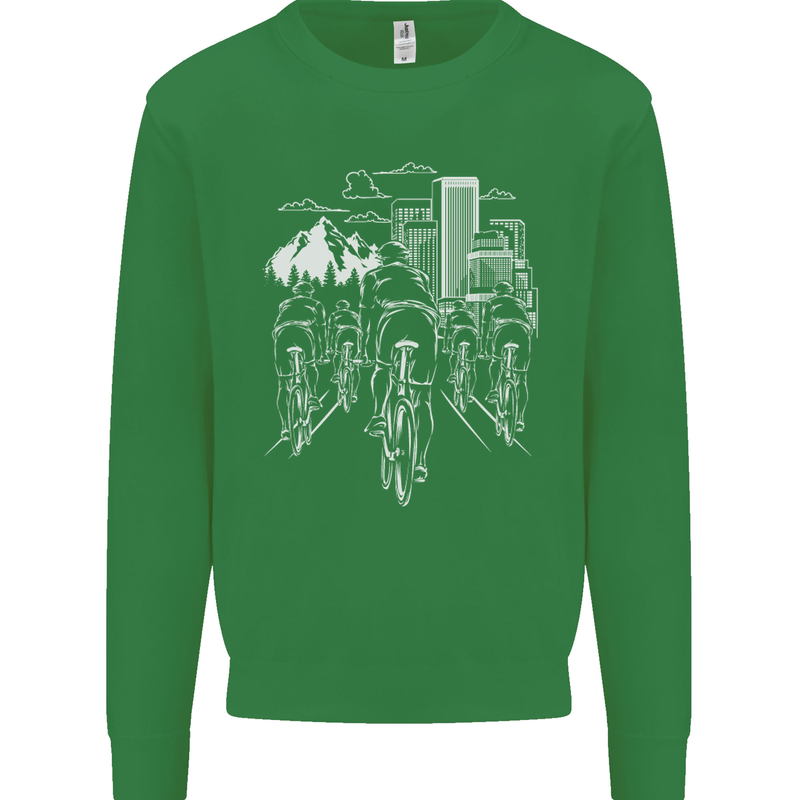Bike Ride Cycling Cyclist Bicycle Road MTB Kids Sweatshirt Jumper Irish Green