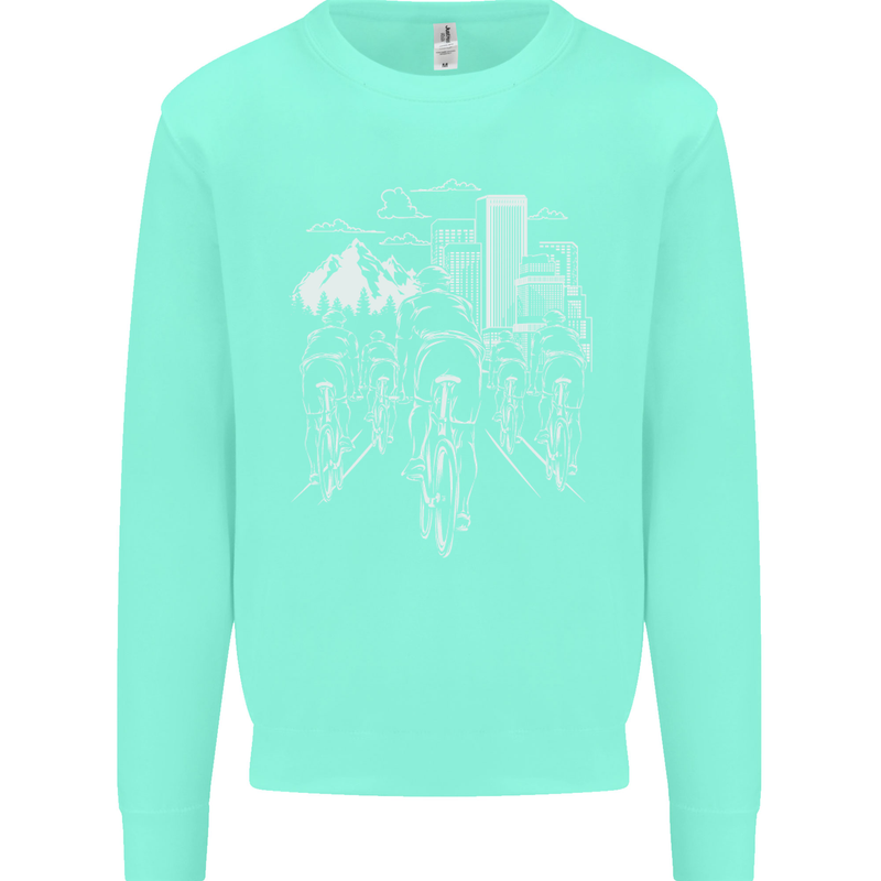 Bike Ride Cycling Cyclist Bicycle Road MTB Kids Sweatshirt Jumper Peppermint
