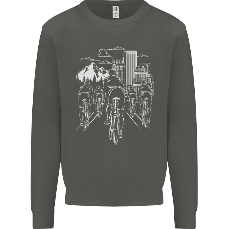 Bike Ride Cycling Cyclist Bicycle Road MTB Kids Sweatshirt Jumper Storm Grey