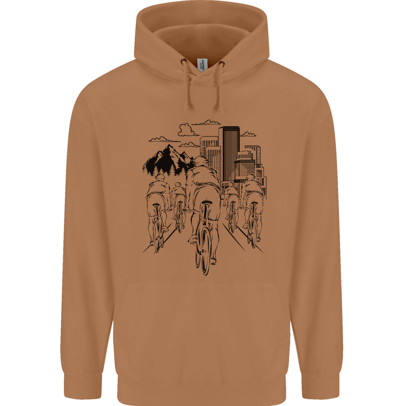 Bike Ride Cycling Cyclist Bicycle Road MTB Mens 80% Cotton Hoodie Caramel Latte