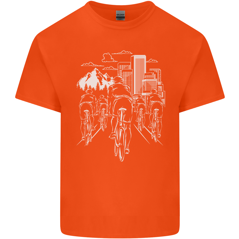 Bike Ride Cycling Cyclist Bicycle Road MTB Mens Cotton T-Shirt Tee Top Orange