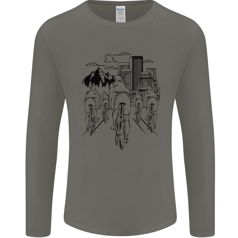 Bike Ride Cycling Cyclist Bicycle Road MTB Mens Long Sleeve T-Shirt Charcoal
